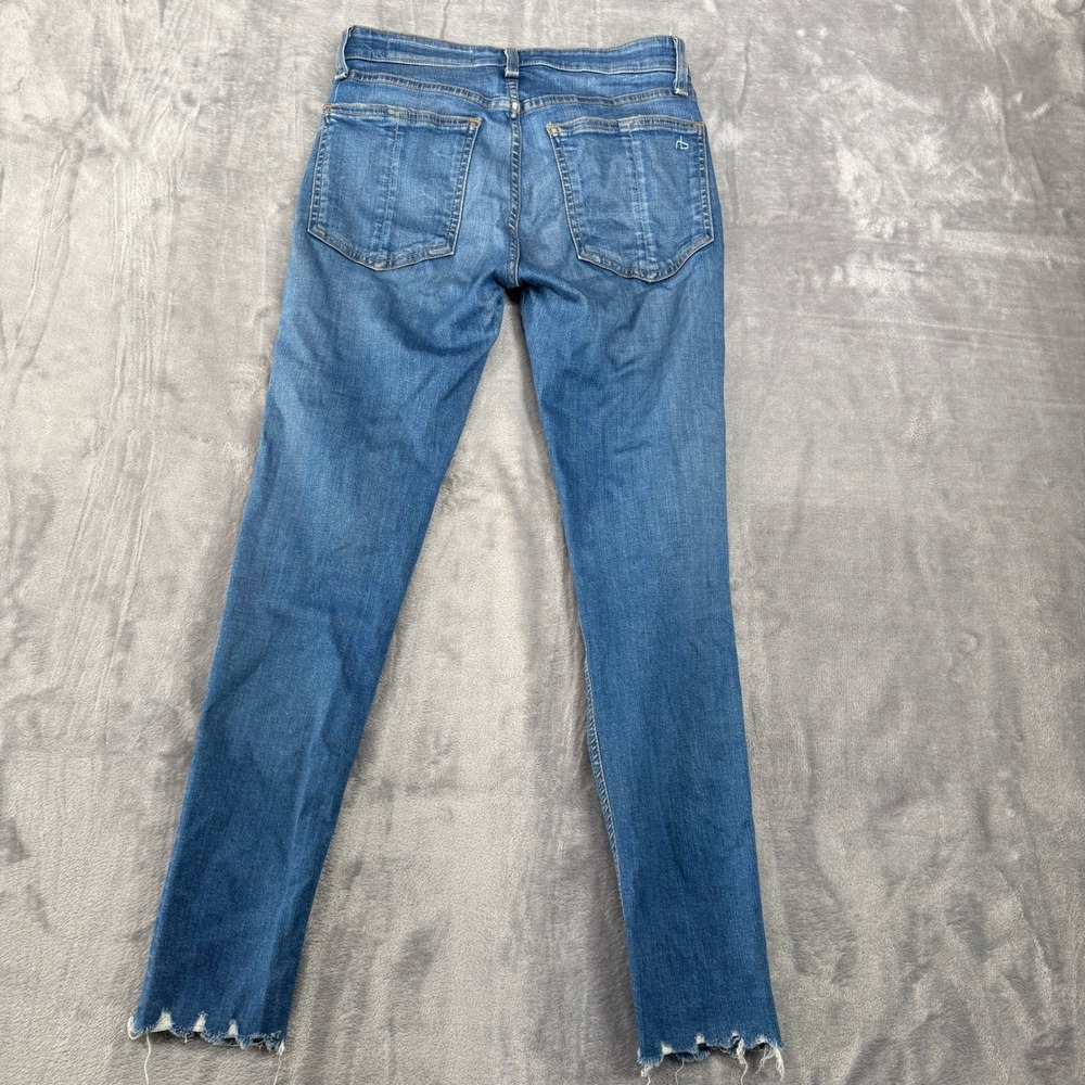Rag & Bone Skinny Jeans Womens 24  Medium Blue Raw Hem Frayed Denim - Picture 2 of 16